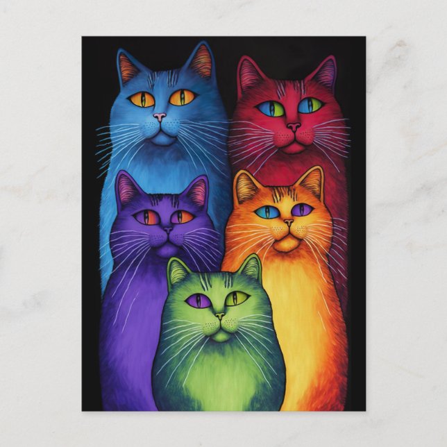 Colourful Cats Postcard (Front)