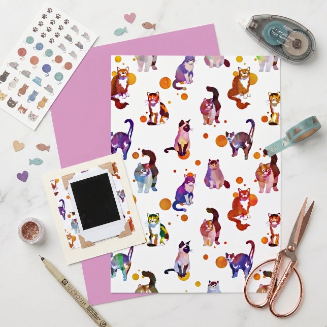 Colourful cats scrapbook paper (Creator Uploaded)