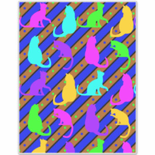 Colourful Cats stripes and polkadots Animal pop ar