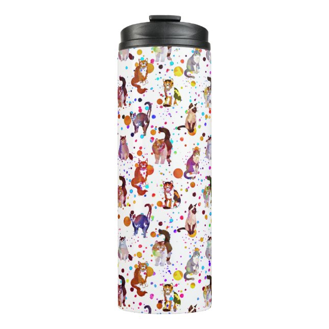 Colourful cats thermal tumbler (Front)
