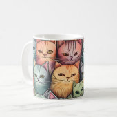 Colourful Cats Whimsical Doodle  Coffee Mug (Front Left)