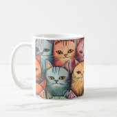 Colourful Cats Whimsical Doodle  Coffee Mug (Left)