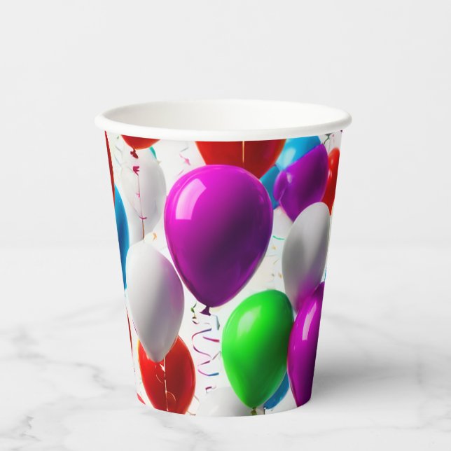 Colourful Celebration Balloon Design Paper Cups (Front)