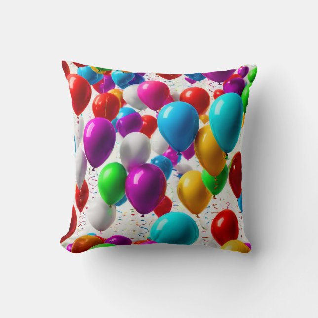Colourful Celebration Balloon Design Throw Pillow (Front)