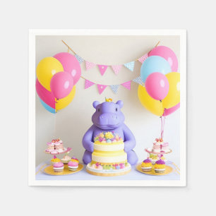 Colourful Celebration with Adorable Hippo Napkin