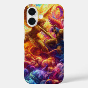 Colourful Celestial Conflict Abstract Painting iPhone 16 Case
