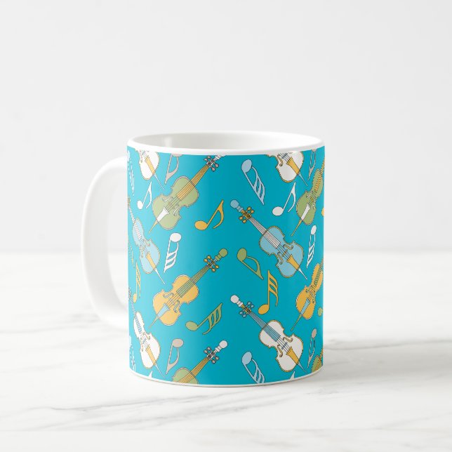 Colourful Cello Notes Mug (Front Left)
