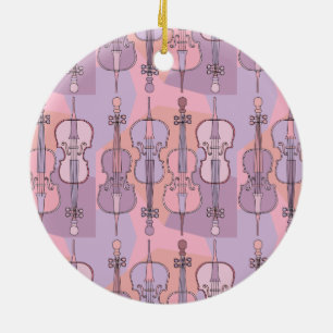 Colourful Cello Pattern  Ceramic Ornament
