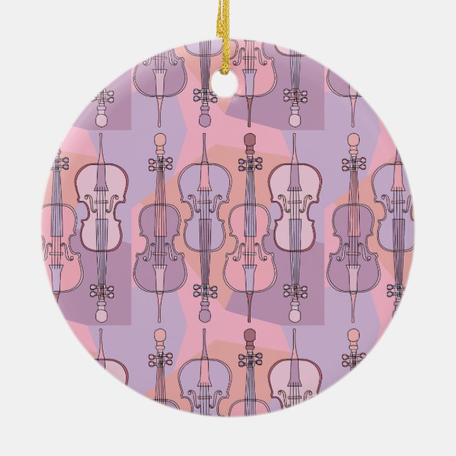 Colourful Cello Pattern  Ceramic Ornament (Back)