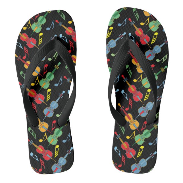Colourful Cellos Pattern  Flip Flops (Footbed)