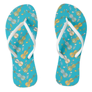 Colourful Cellos Pattern Flip Flops