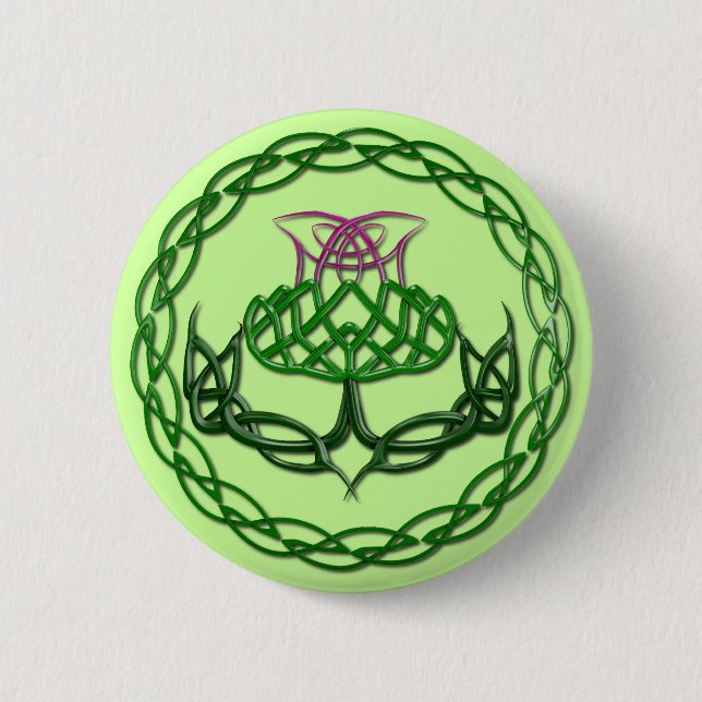 Colourful Celtic Knot Thistle 2 Inch Round Button (Front)