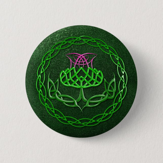 Colourful Celtic Knot Thistle 2 Inch Round Button (Front)