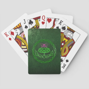 Colourful Celtic Knot Thistle Playing Cards