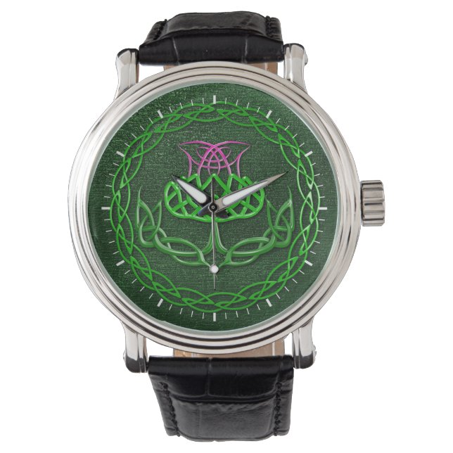 Colourful Celtic Knot Thistle Watch (Front)