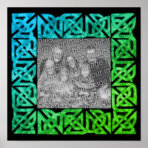 Colourful Celtic Knots Green Frame Add Your Photo  Poster