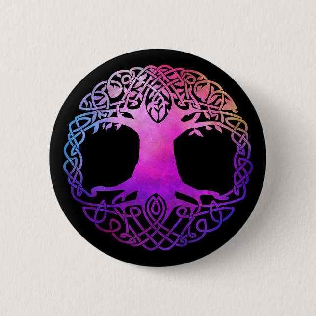 Colourful Celtic Tree of Life 2 Inch Round Button (Front)