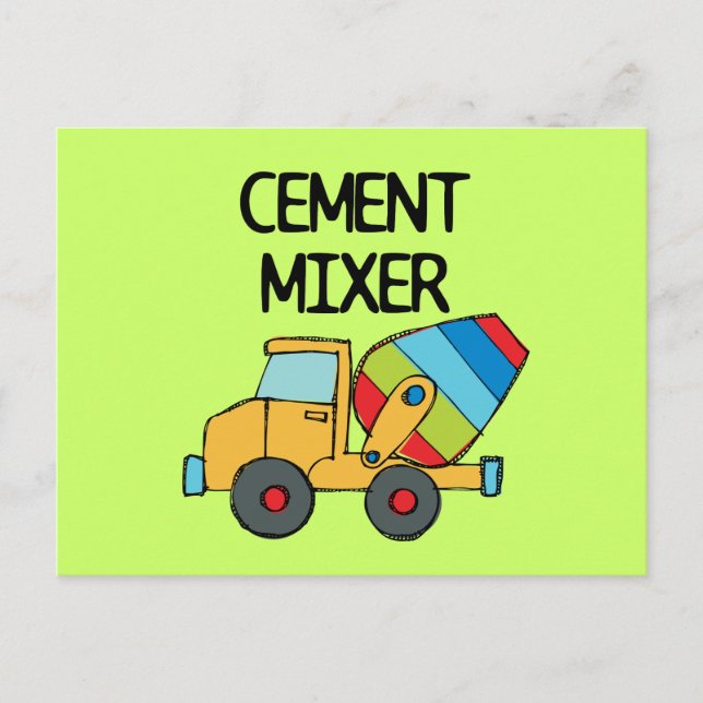Colourful Cement Mixer Postcard (Front)