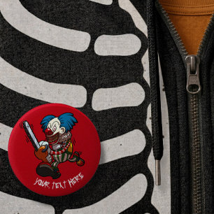 Colourful Chainsaw Clown Halloween Horror Cartoon 2 Inch Round Button