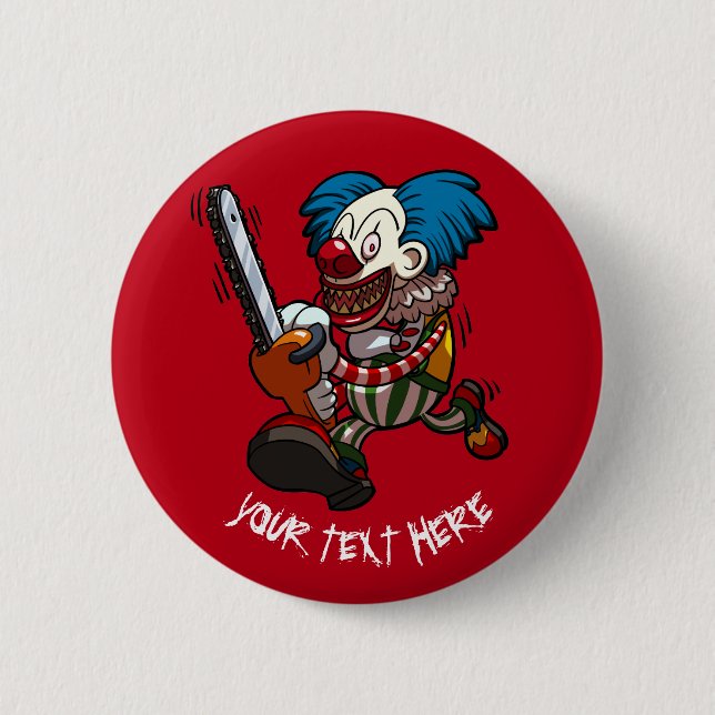 Colourful Chainsaw Clown Halloween Horror Cartoon 2 Inch Round Button (Front)