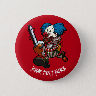 Colourful Chainsaw Clown Halloween Horror Cartoon 2 Inch Round Button