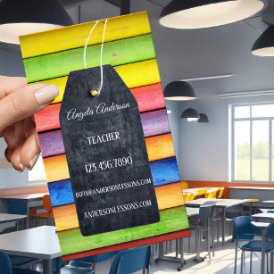 Colourful Chalk Blackboard Teacher Business Card
