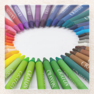 Colourful chalk crayons glass coaster