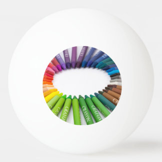 Colourful chalk crayons ping pong ball