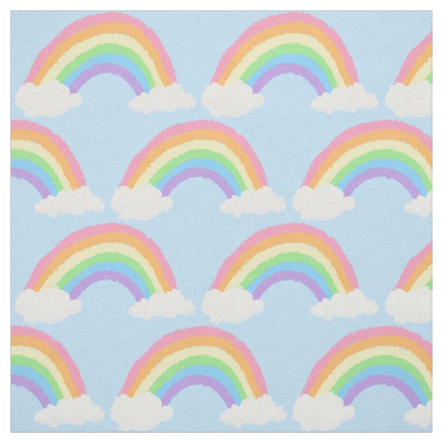 Colourful Chalk-Style Pastel Rainbow Pattern Fabric (Swatch)