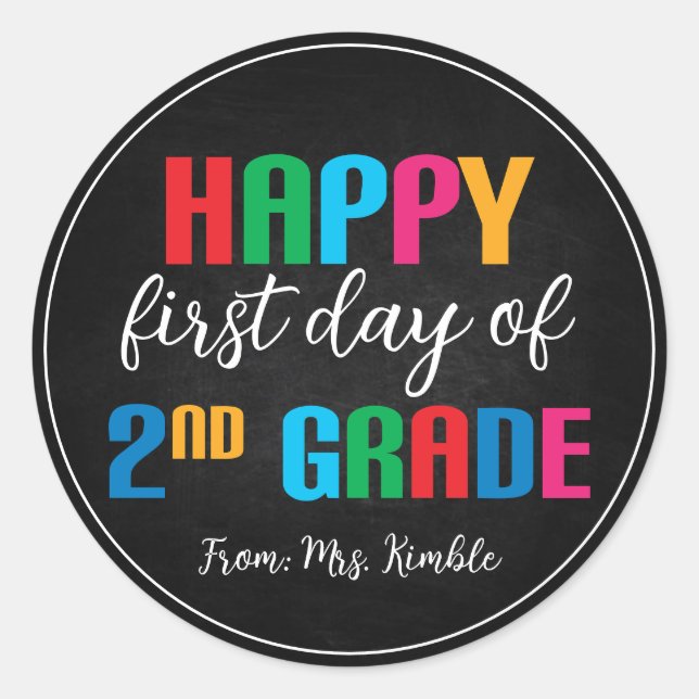 Colourful Chalkboard 2nd Grade School Sticker (Front)