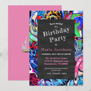 Colourful Chalkboard Party  Invitation