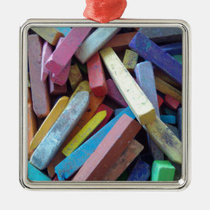 colourful chalks grouped together metal ornament