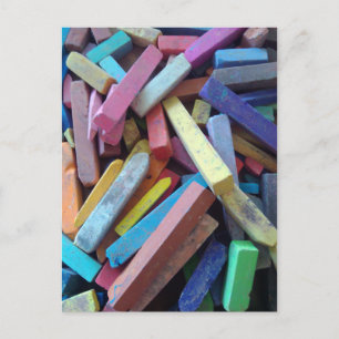 colourful chalks grouped together postcard