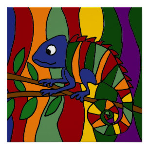 Colourful Chameleon Art Abstract Poster