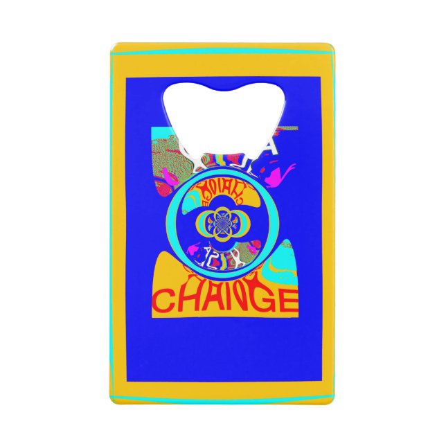Colourful change monogram art pattern design wallet bottle opener (Front)