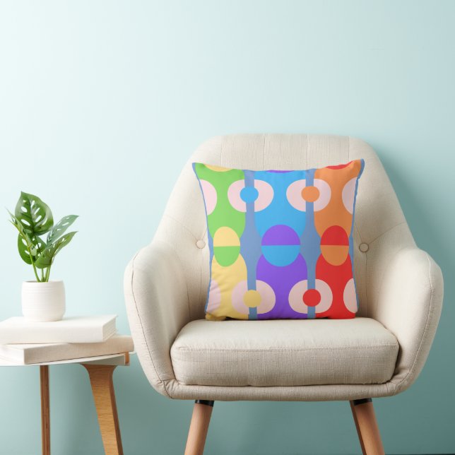 Colourful Chaos Geometric Gems Happy Christmas Hue Throw Pillow (Chair)