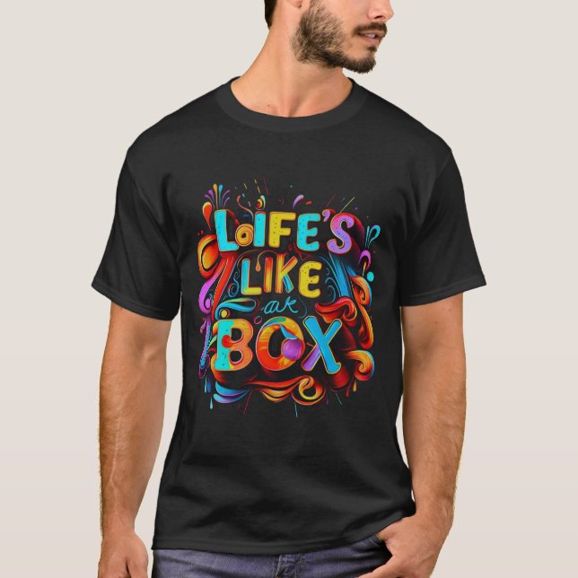 Colourful Chaos - Life's Like a Box Typography Tee (Front)