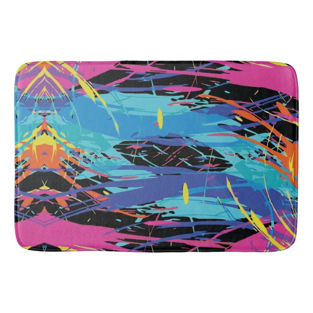 Colourful Chaos: Splashes and Lines Bath Mat (Front)
