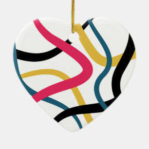 Colourful, chaotic, bold vibrant modern graphic ar ceramic ornament