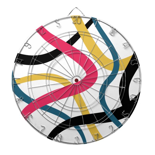 Colourful, chaotic, bold vibrant modern graphic ar dartboard (Front)