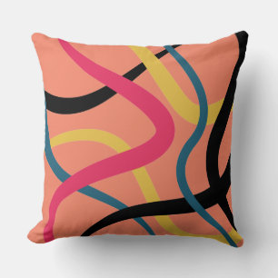 Colourful, chaotic, bold vibrant modern graphic ar throw pillow