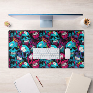 Colourful Chaotic Skull Desk Mat