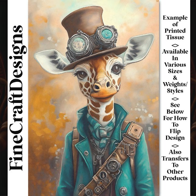 Colourful Charming Giraffe, Top Hat AE5P Decoupage Tissue Paper (Creator Uploaded)