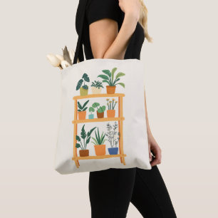 Colourful Charming house Plants rack Illustration Tote Bag