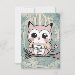 Colourful Charming Owl Thank You Card