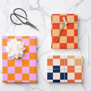 Colourful Check Chequered Chequerboard Pattern Wrapping Paper Sheet