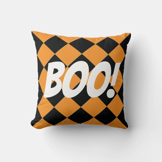 Colourful Checkers - All Hallows' Eve Throw Pillow (Front)