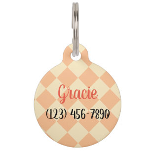 Colourful Checkers - Peaches and Cream Pet Tag