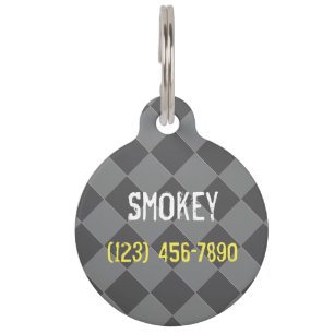 Colourful Checkers - Shades of Grey Pet Tag
