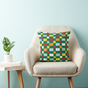 Colourful Checks Chequerboard Pattern Throw Pillow